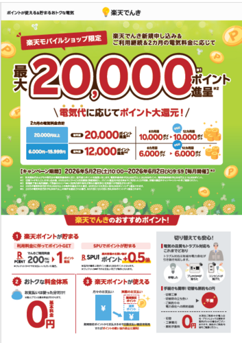【楽天でんき】のキャンペーンのご案内
